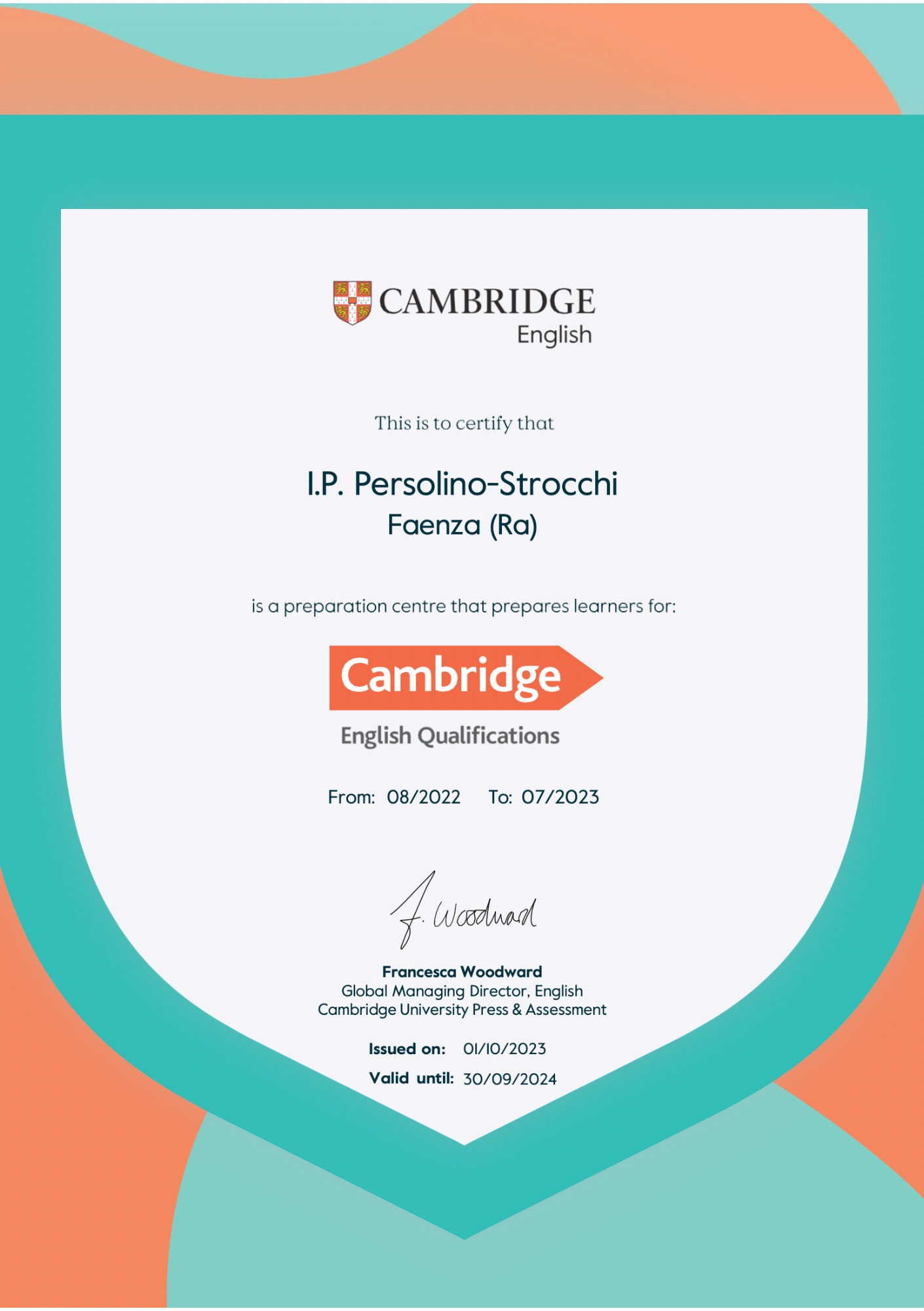 Istituto riconosciuto Cambridge English Qualification Preparation Center